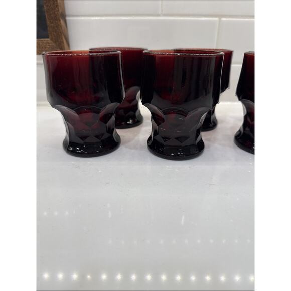 Anchor Hocking Royal Ruby Red Juice Glasses 3.25" Set of 6 ~ Vintage 1930-1960 - Picture 1 of 5